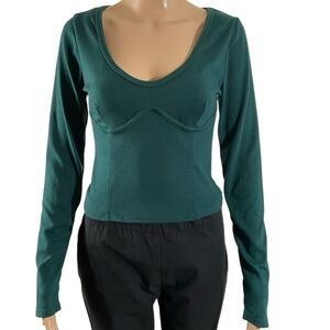 Off-Duty Emerald Green Long Sleeve Bustier Lounge Top